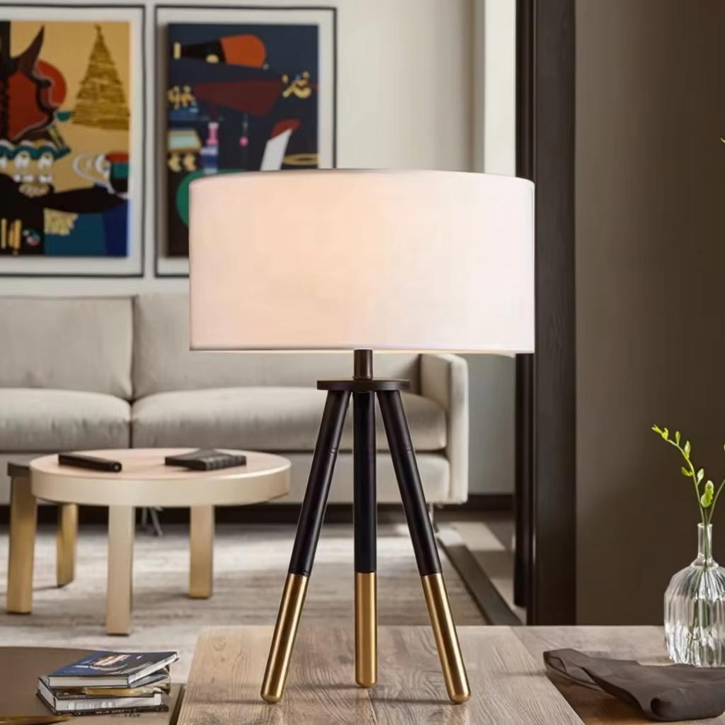 Nordic Style Tripod Table Lamp with Fabric Shades