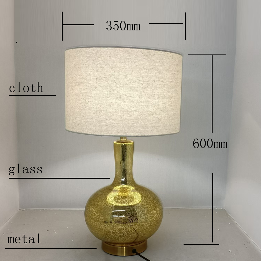 Elevate Spaces with Timeless Gold Glass Table Lamp: Blending Vintage Luxury & Versatile E27 Functionality