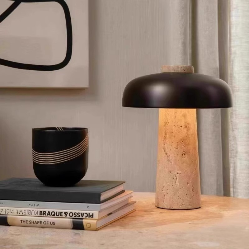 Yellow Cave Stone  Creative Mushroom Table Lamp