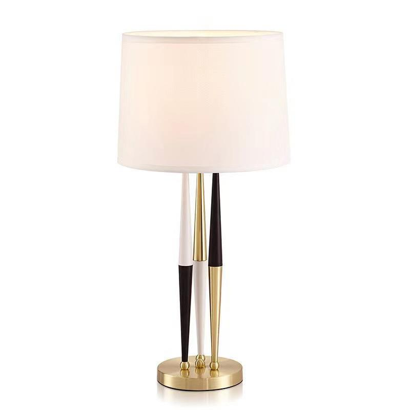 Modern Tri - Color Metal Table Lamp with White Linen Shade (360×700mm, E27)