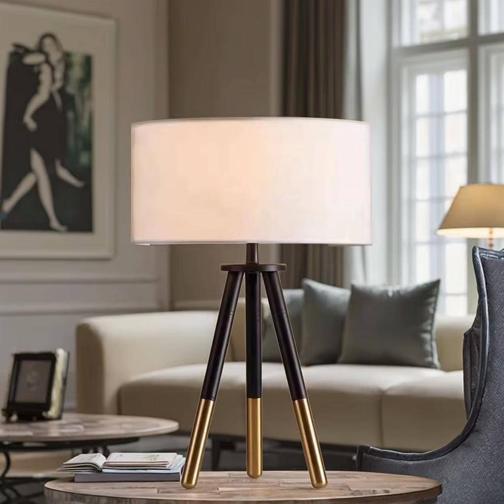 Nordic Style Tripod Table Lamp with Fabric Shades