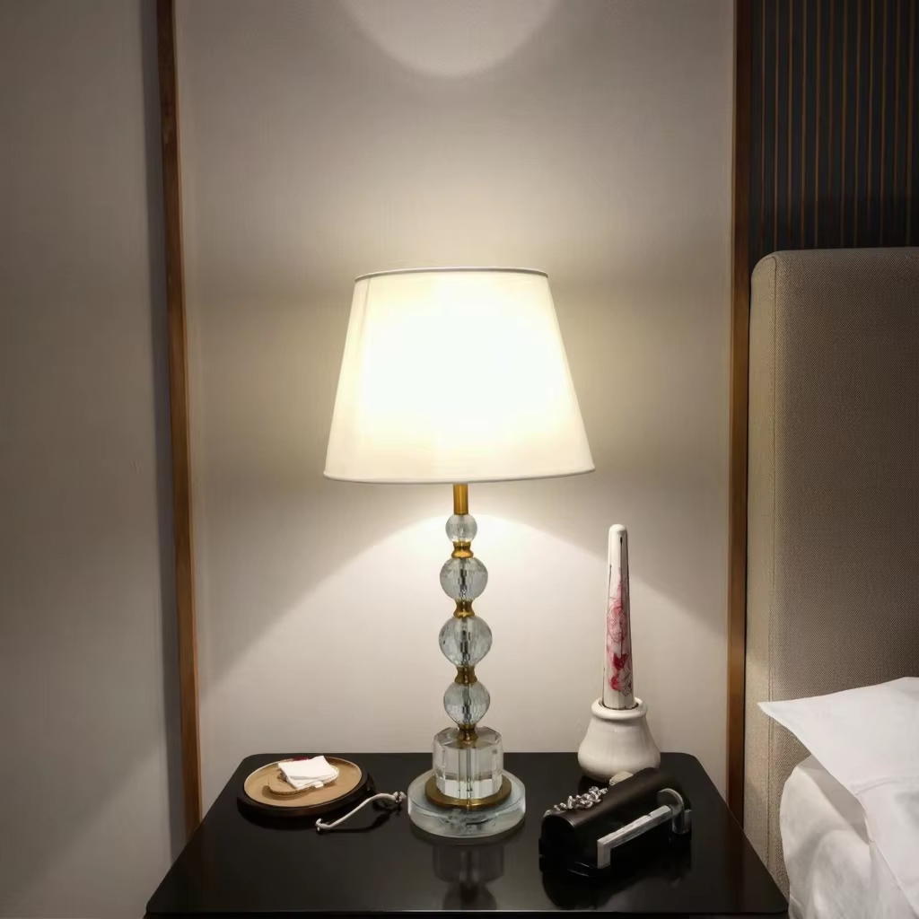 Luxurious Elegance: Fabric, Metal, and Crystal Table Lamp