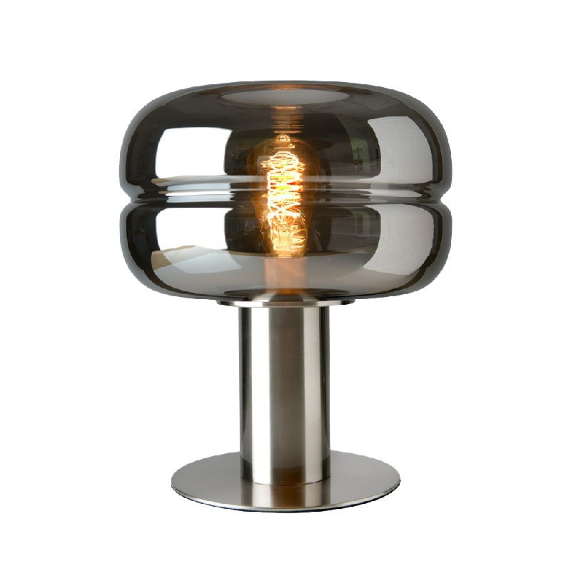 Vintage - Modern Fusion: Mushroom - Shaped Table Lamp with Sand Nickel & Smoke Grey Accents