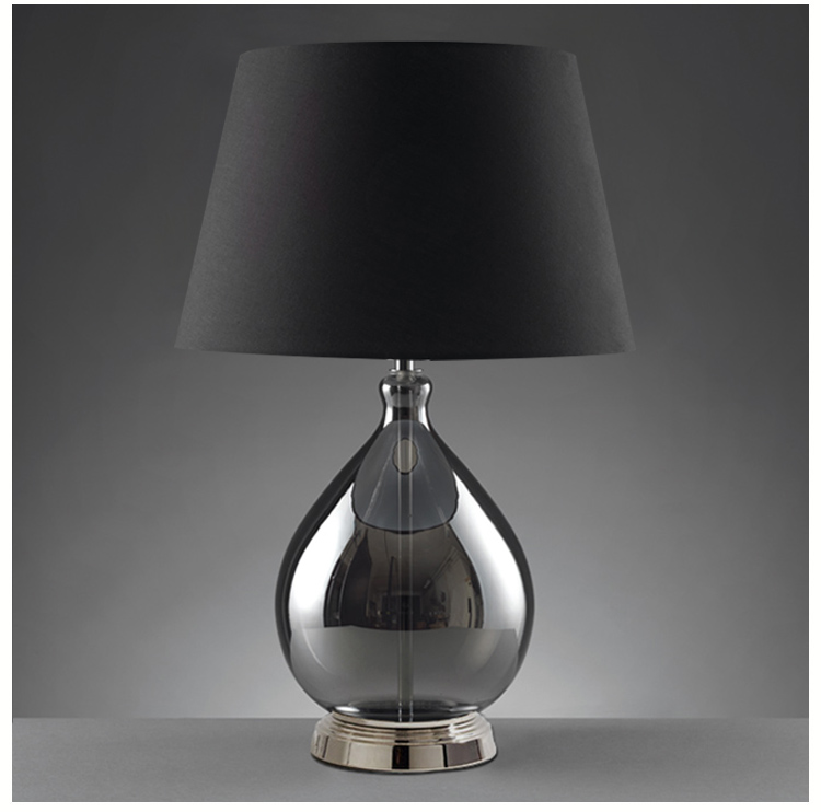 Modern Elegant Glass Table Lamp: Timeless Design with Fabric Shade