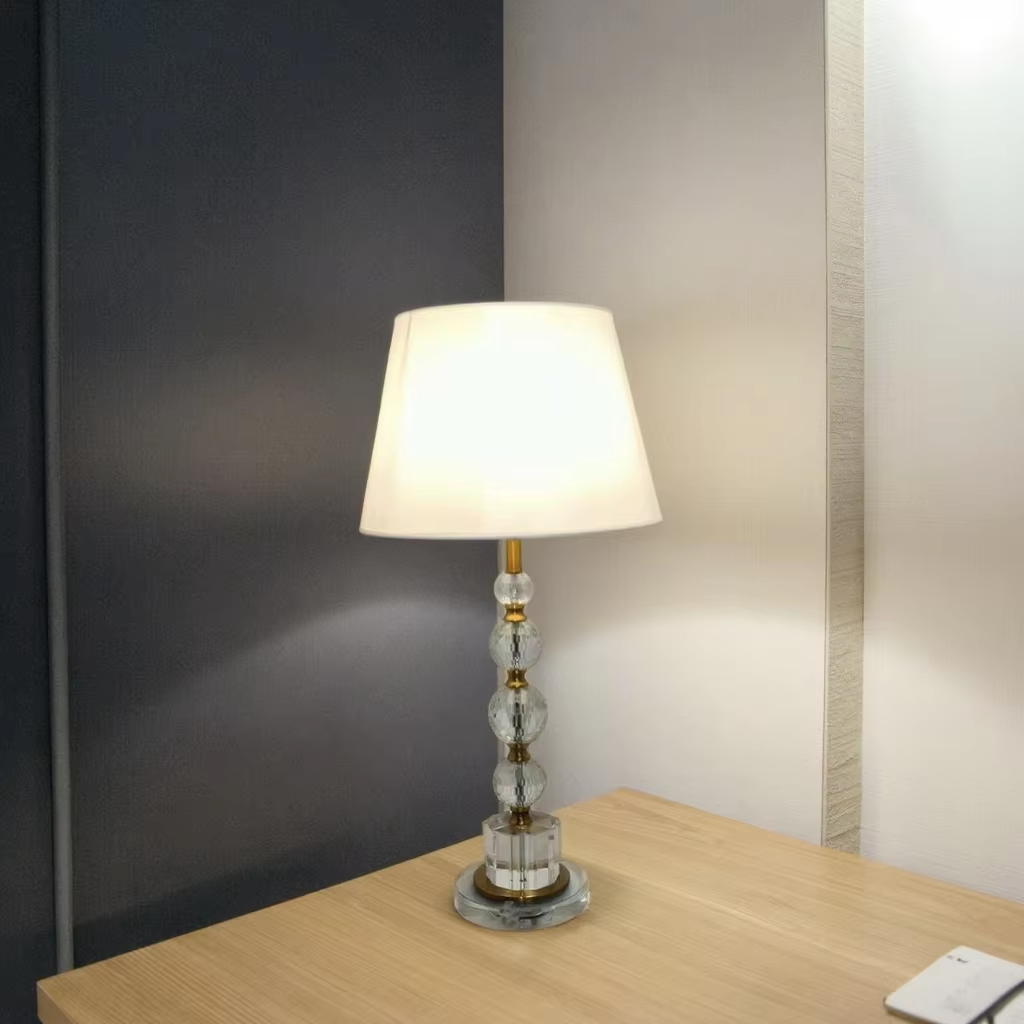 Luxurious Elegance: Fabric, Metal, and Crystal Table Lamp