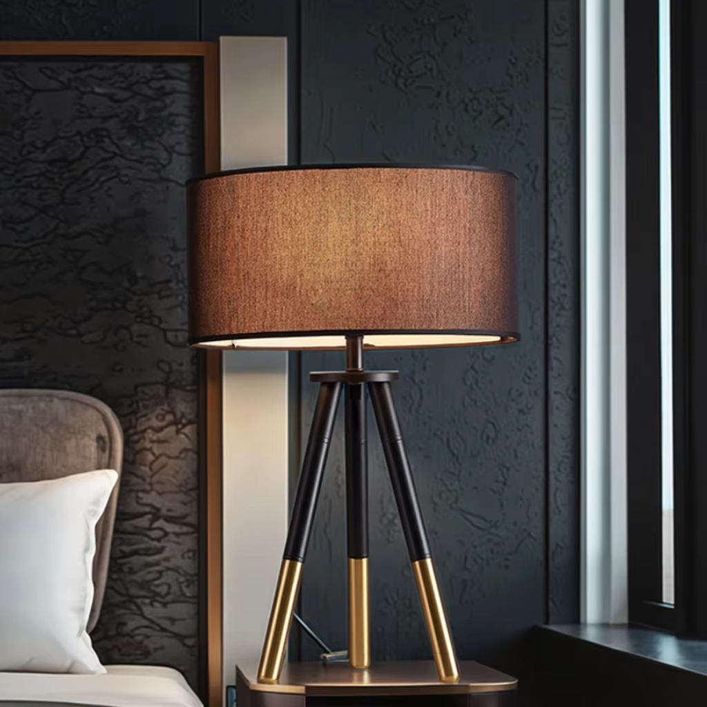 Nordic Style Tripod Table Lamp with Fabric Shades