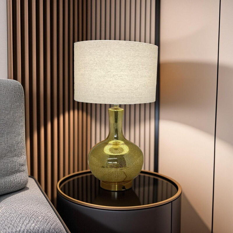 Elevate Spaces with Timeless Gold Glass Table Lamp: Blending Vintage Luxury & Versatile E27 Functionality