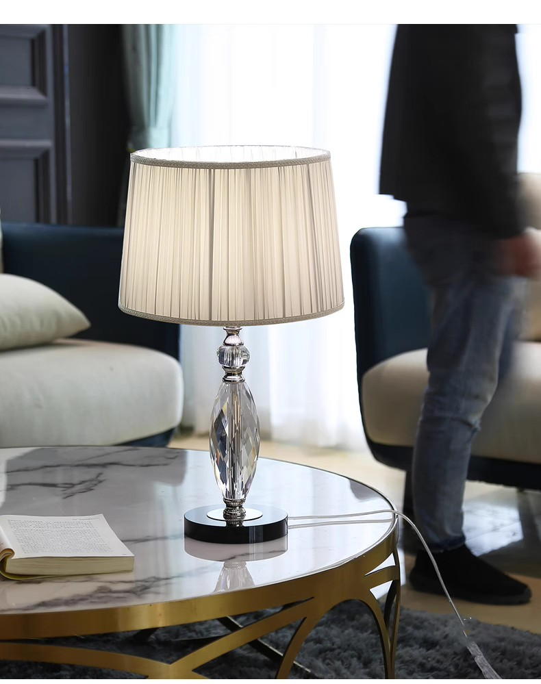 Elegant Crystal Table Lamp with Warm & White Dual Light Modes