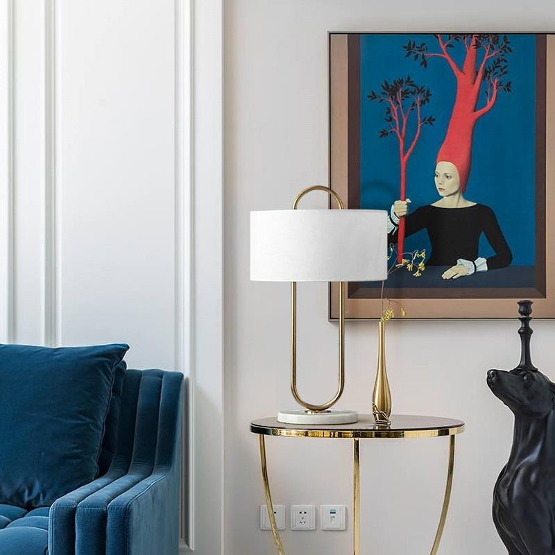Modern Brass & Marble Table Lamp: Elevate Home Aesthetics with Timeless Design