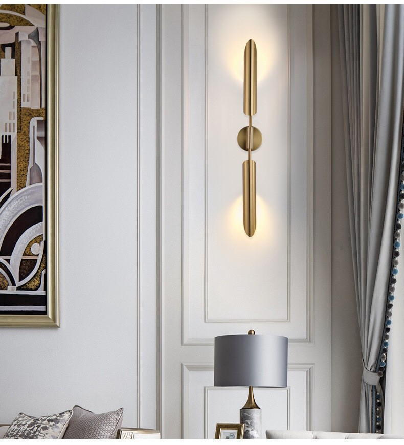 Modern Elegance: Gold Finish Double Fixture Wall Lamp