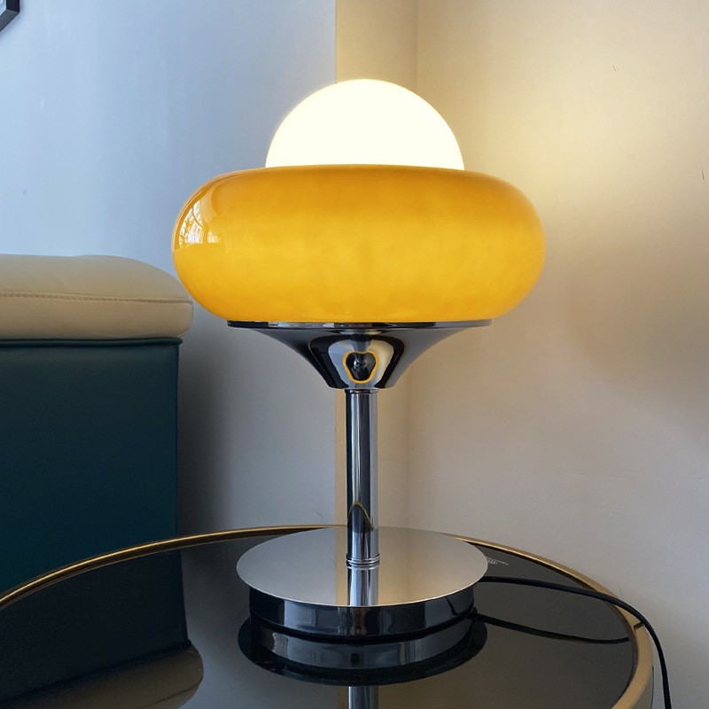 Retro-Futuristic Milky White Glass Table Lamp - A Blend of Nostalgia and Modernity