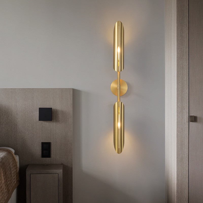 Modern Elegance: Gold Finish Double Fixture Wall Lamp