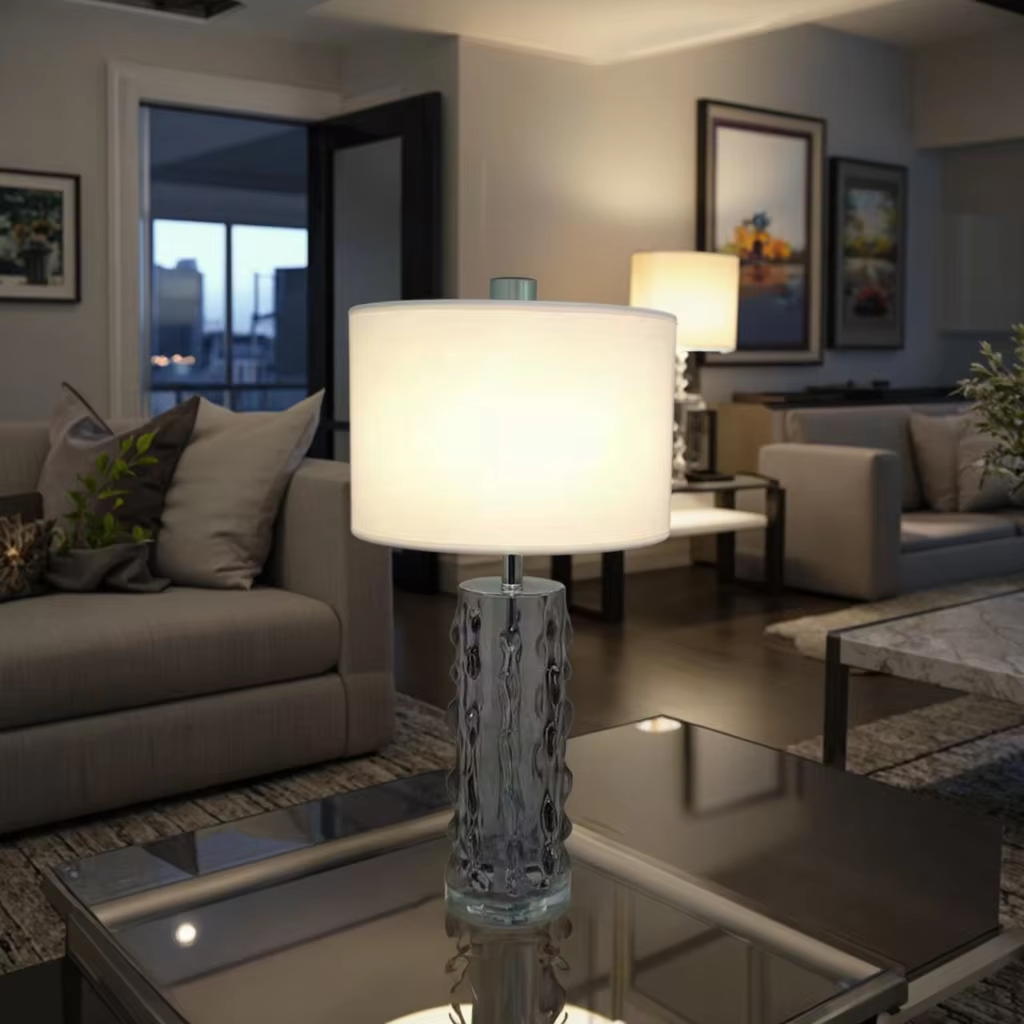 Elevate Spaces with Artistic Textured Glazed Column Table Lamp