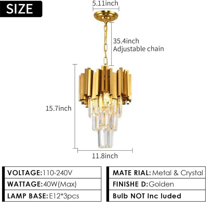Gold Aluminum & Crystal Tiered Chandelier - Modern Luxury Lighting