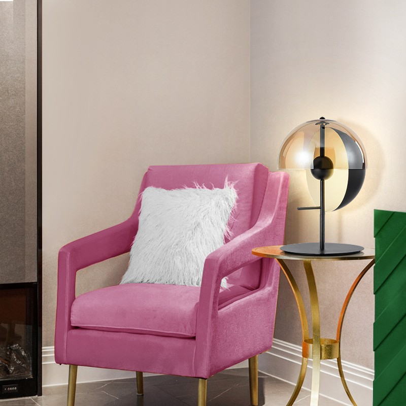 Mid - Century Modern Glass & Metal Table Lamp: Artistic Design for Sophisticated Home Spaces