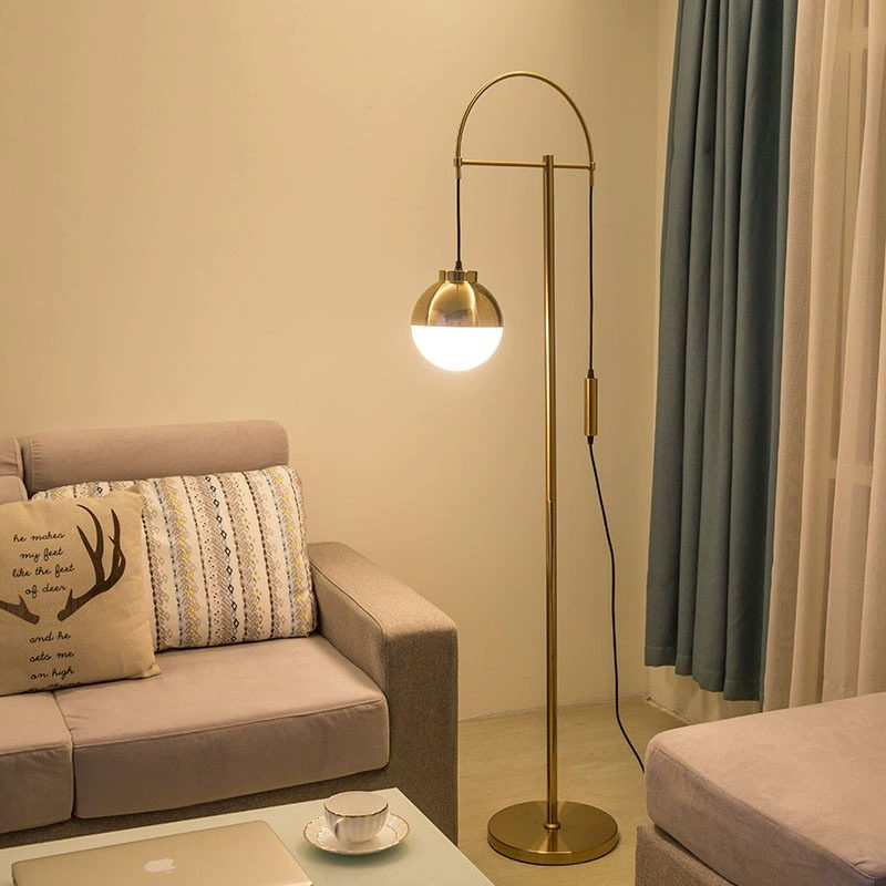 Elegant Arc - Shaped Gold Floor Lamp for Living Spaces