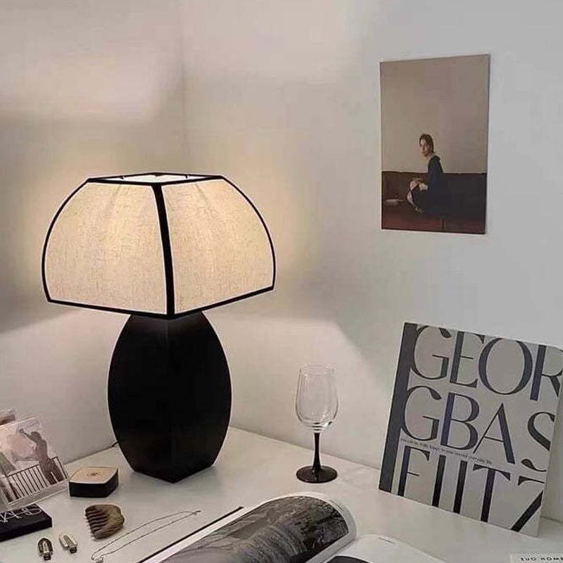Minimalist Black Metal & Linen Table Lamp: Industrial Elegance for Modern Spaces