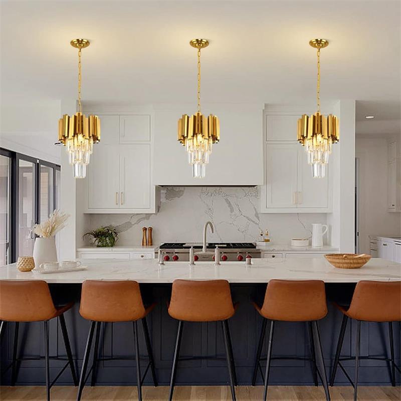 Gold Aluminum & Crystal Tiered Chandelier - Modern Luxury Lighting