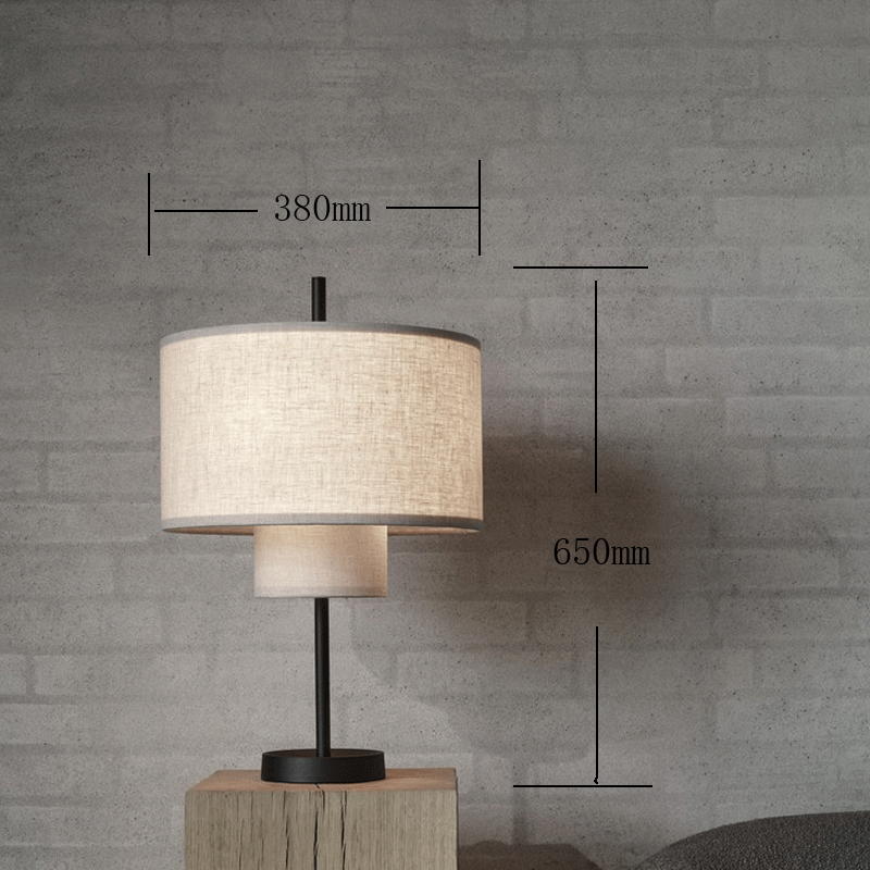 Modern Fabric Shade Table Lamp with Black Metal Body