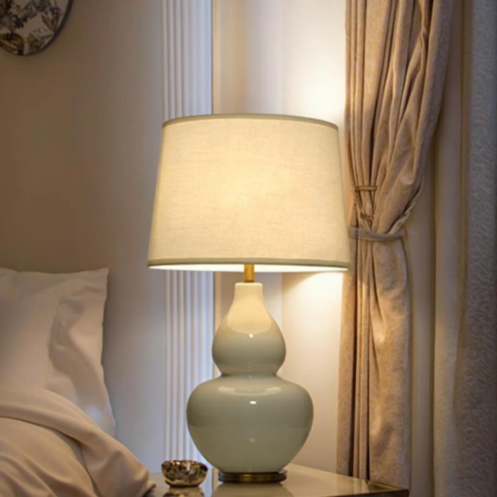 Elevate Home Ambiance with Ceramic - Body Linen - Shade Table Lamp: Timeless Elegance & Versatile Lighting