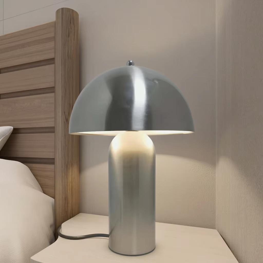 Modern Nickel Metal Table Lamp - Industrial Charm for Your Home