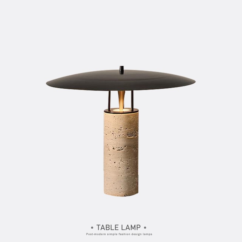 Modern Elegance: Black and Yellow Cave Stone Table Lamp