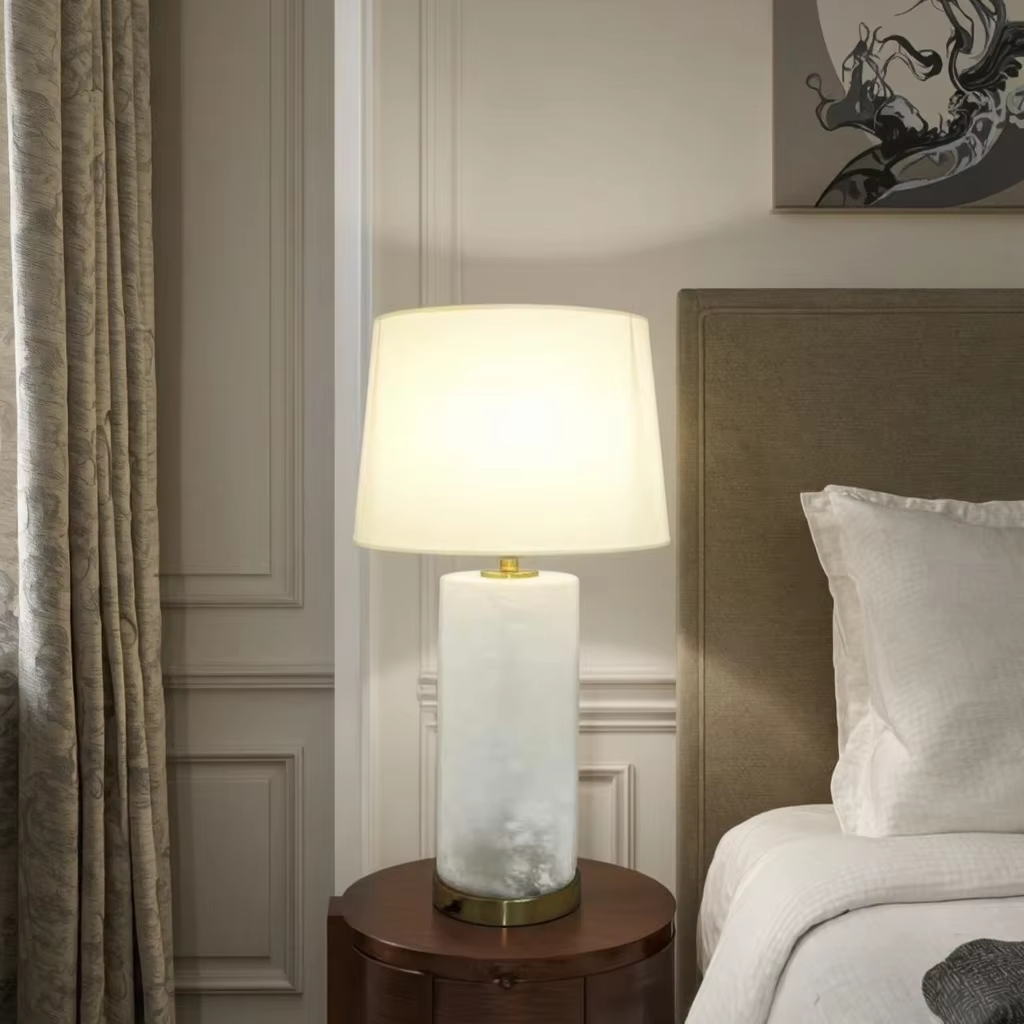 Elegant Cloud - Glass Table Lamp with Golden Metal Base
