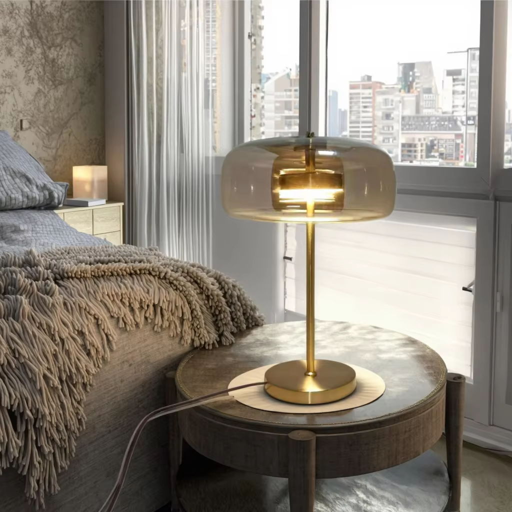 Amber Glass & Brass - like Elegance Table Lamp