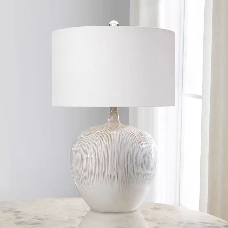 Elegant Ceramic Table Lamp with White Fabric Shade