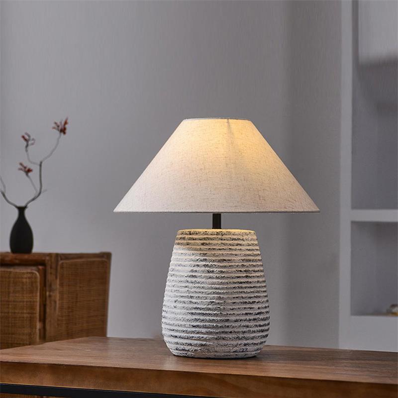 Textured Ceramic Table Lamp with Fabric Shade
