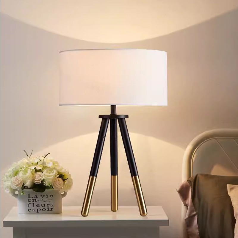 Nordic Style Tripod Table Lamp with Fabric Shades
