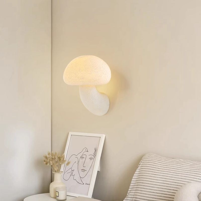 Whimsical Elegance: Pure White Mushroom Wall Lamp
