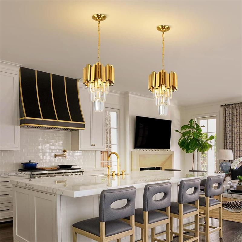 Gold Aluminum & Crystal Tiered Chandelier - Modern Luxury Lighting