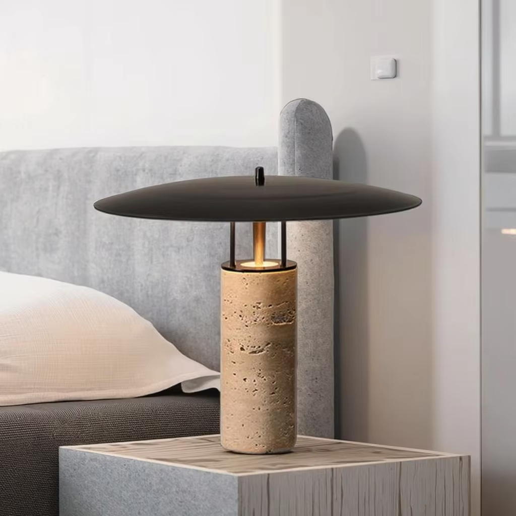 Modern Elegance: Black and Yellow Cave Stone Table Lamp