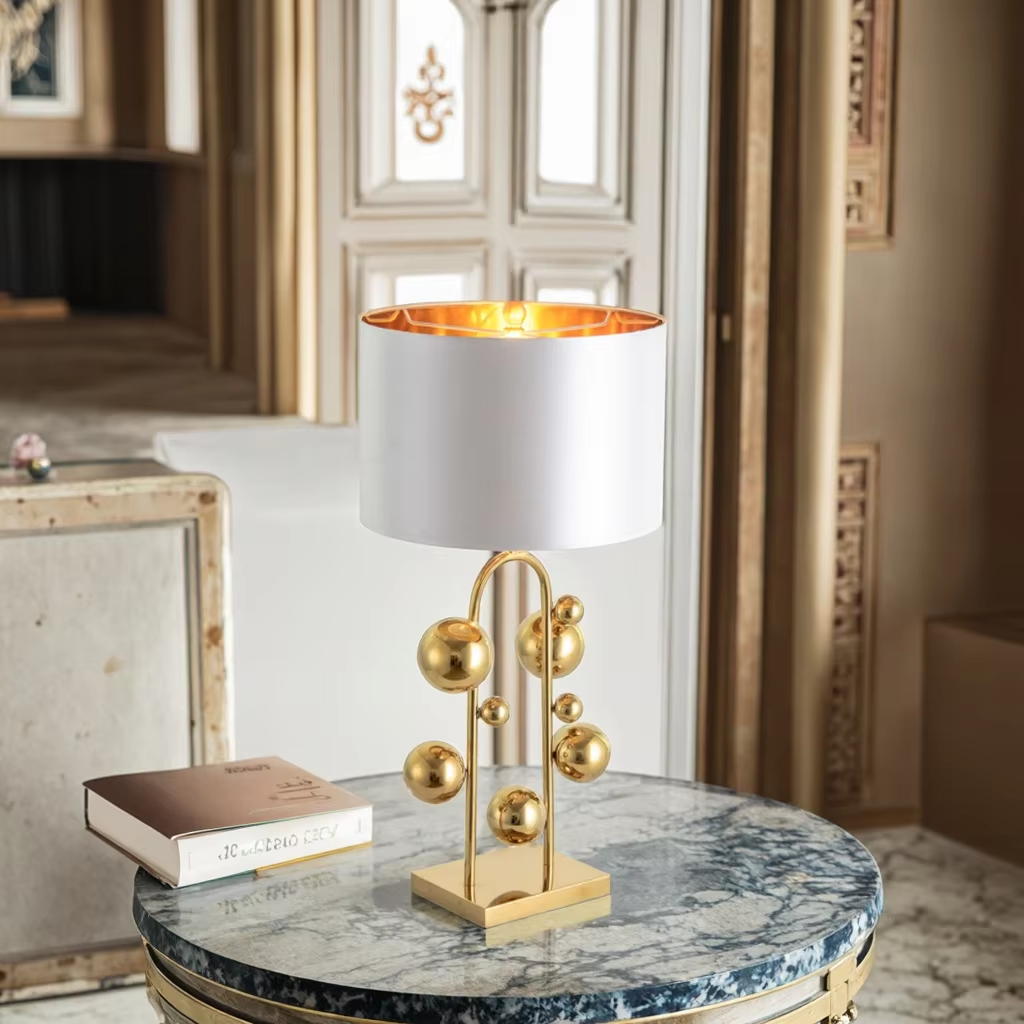 Elevate Spaces with Luxe Gold - Sphere Table Lamp: Modern Elegance for Home Decor