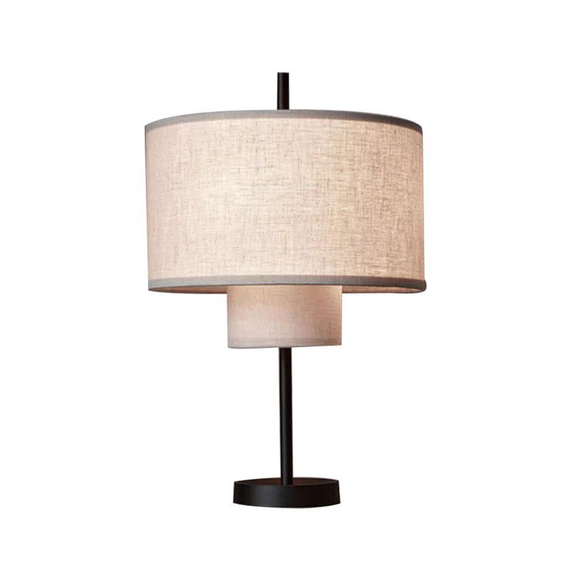 Modern Fabric Shade Table Lamp with Black Metal Body