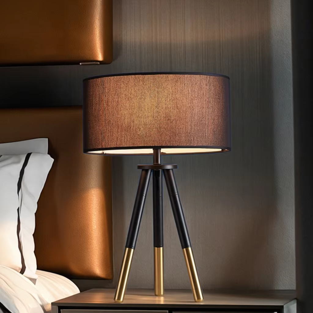 Nordic Style Tripod Table Lamp with Fabric Shades
