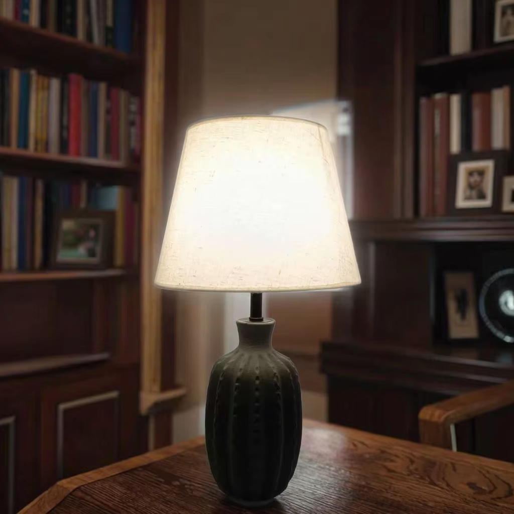 Black and White Fusion: The Elegance of a Black Ceramic and White Linen Table Lamp