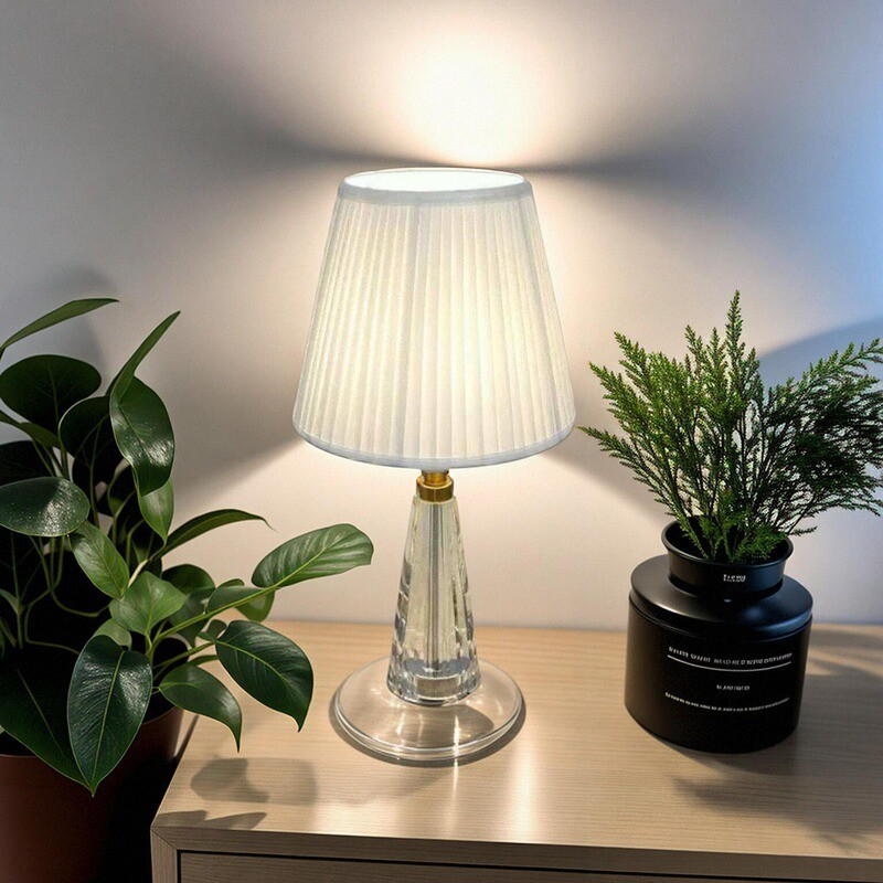 Crystal - Column Table Lamp with Fabric Shade