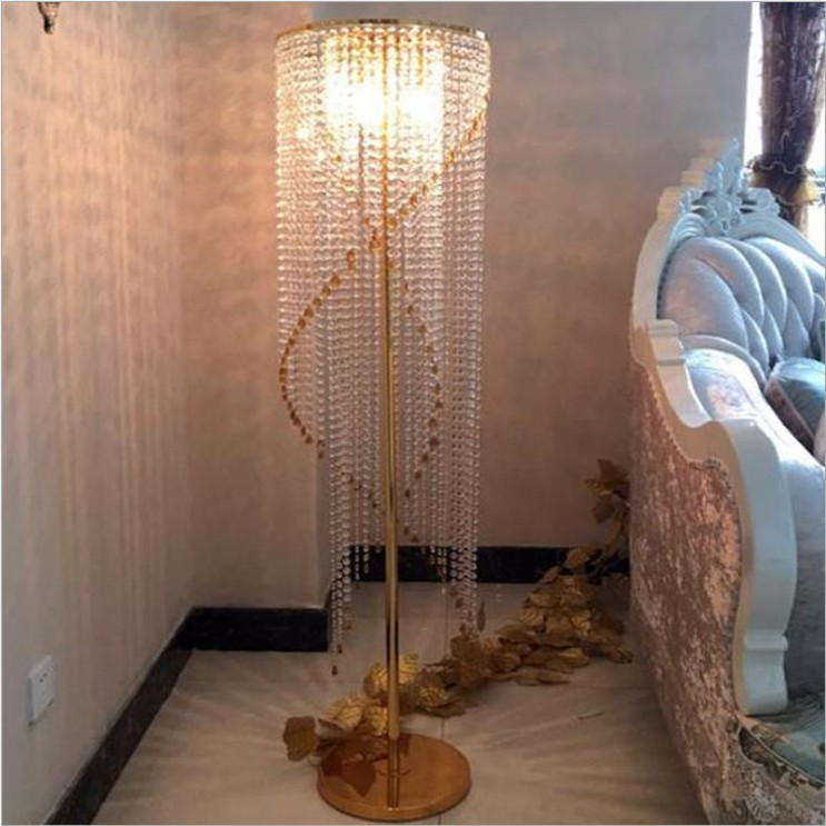 Luxury Crystal Pendant Floor Lamp with Chrome Metal Structure