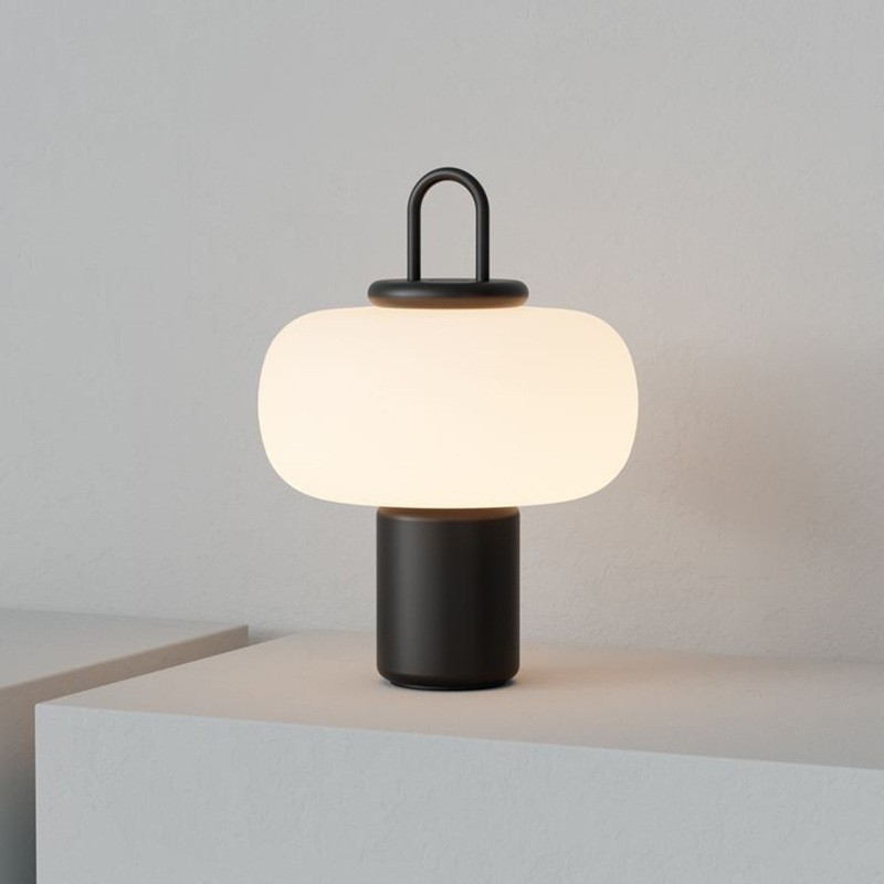 Modern Mushroom Table Lamp: Milk-White Glass Shade & Metal Base