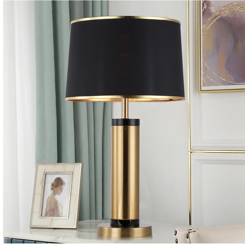 Modern Luxury Black & Gold Table Lamp: Metal - Plated Elegance with Fabric Shade