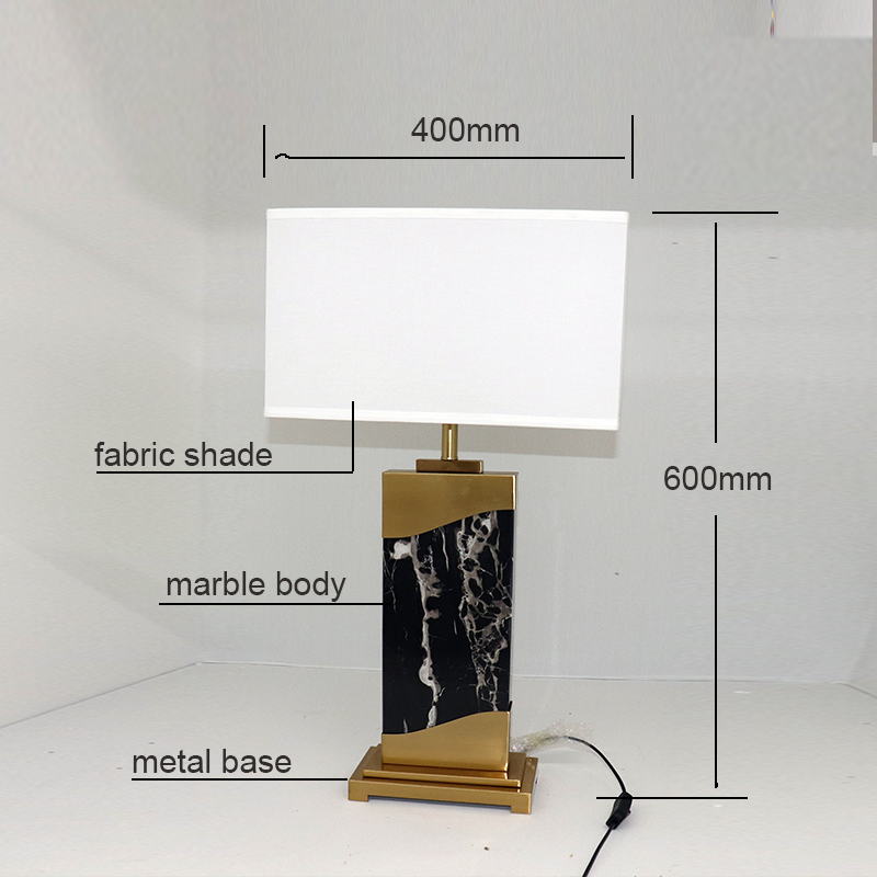 Elegant Marble & Metal Table Lamp with Fabric Shade – Elevate Interiors with Timeless Luxury