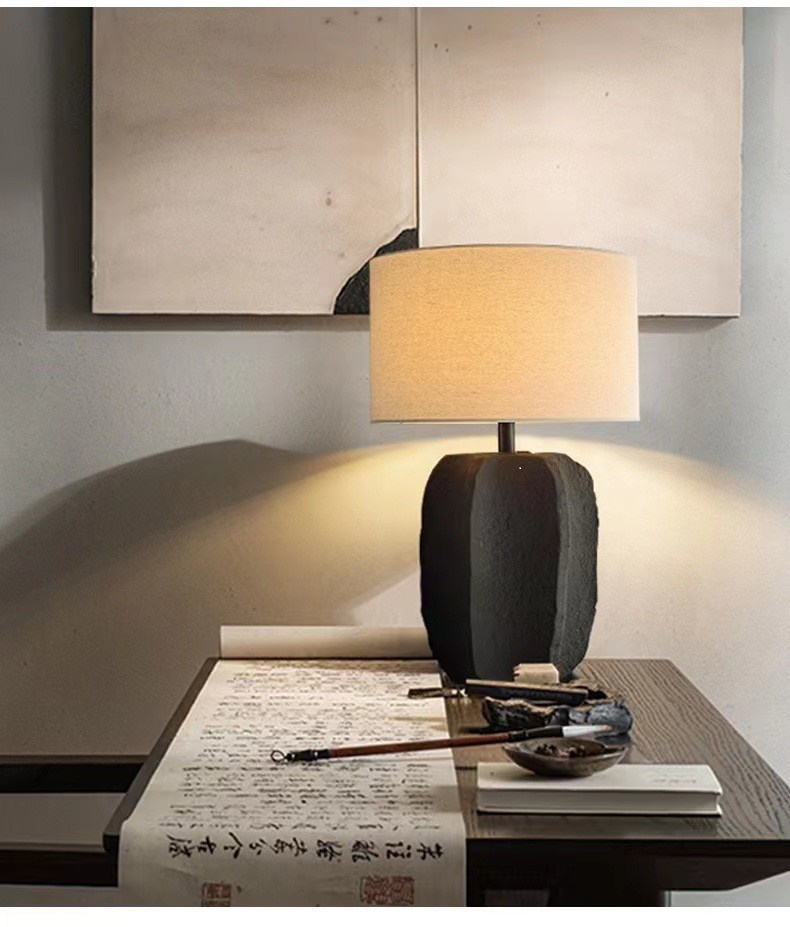 Wabi - Sabi Textured Ceramic Table Lamp: Organic Charm for Contemporary Spaces