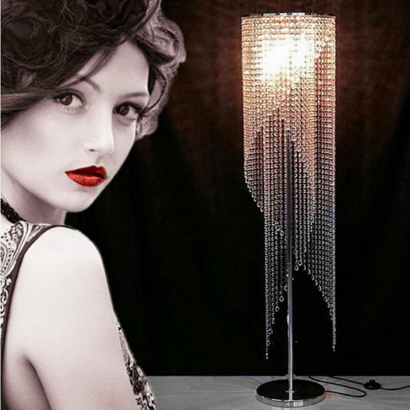 Luxury Crystal Pendant Floor Lamp with Chrome Metal Structure