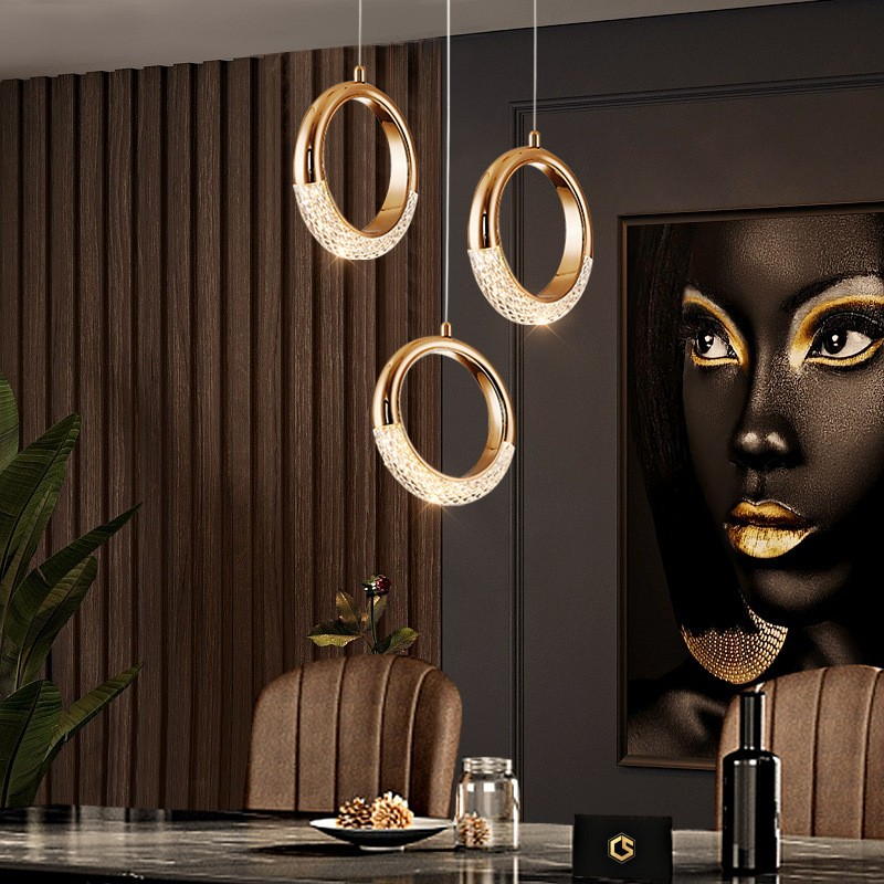 Modern Gold LED Ring Chandelier Series: 1 - Head & 3 - Head for Versatile Spaces