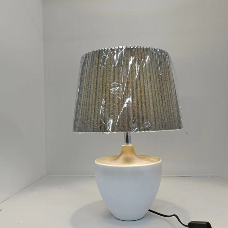 Modern Classic Ceramic Table Lamp: Handcrafted E27 Elegance with Soft Fabric Shade