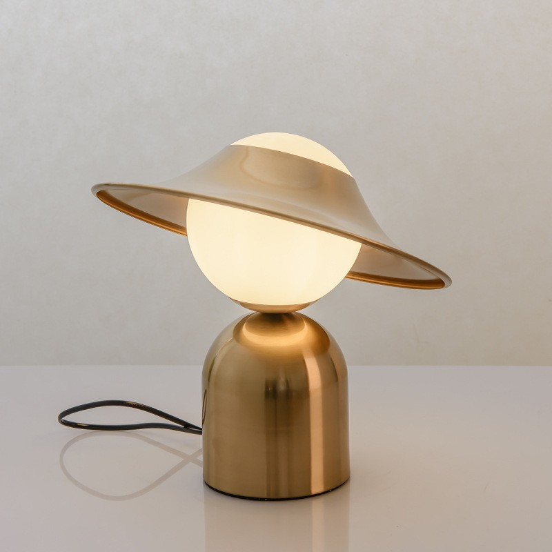 Artistic Mushroom - Shaped Table Lamp: Metal Plating & Frosted Glass Fusion