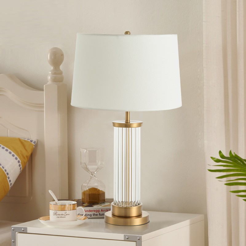 Luxury Glass-Rod Table Lamp: Translucent Elegance with Golden Accents