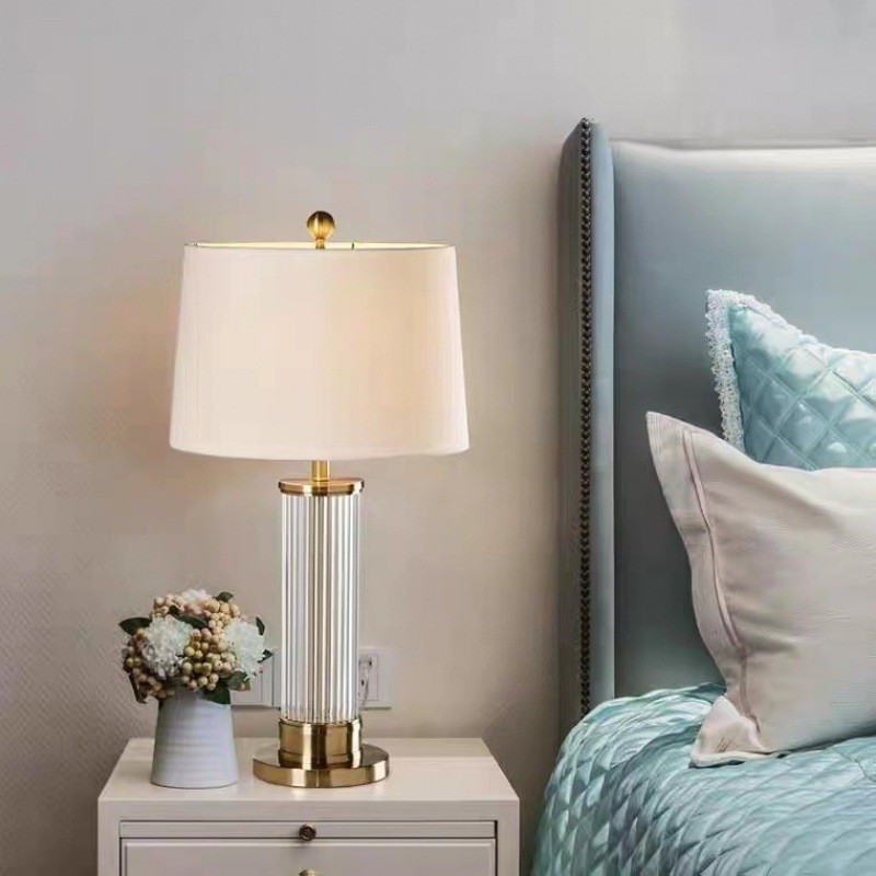 Luxury Glass-Rod Table Lamp: Translucent Elegance with Golden Accents